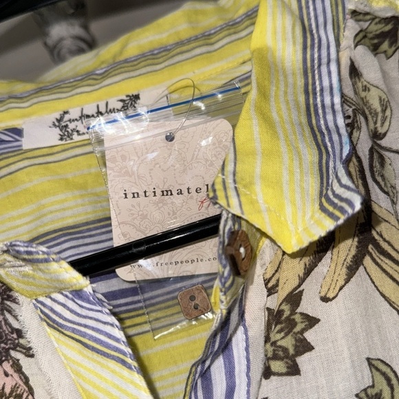 FREE PEOPLE shirt Duster large Watching Waves Maxi Aquamarine Combo NEW - Picture 10 of 15